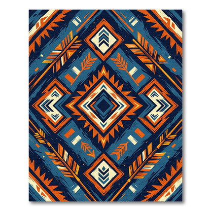 Navajo Orange Blue Arrow Diamond Rug