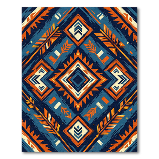 Navajo Orange Blue Arrow Diamond Rug