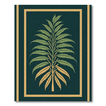 Emerald Green Fern Tree Border Rug