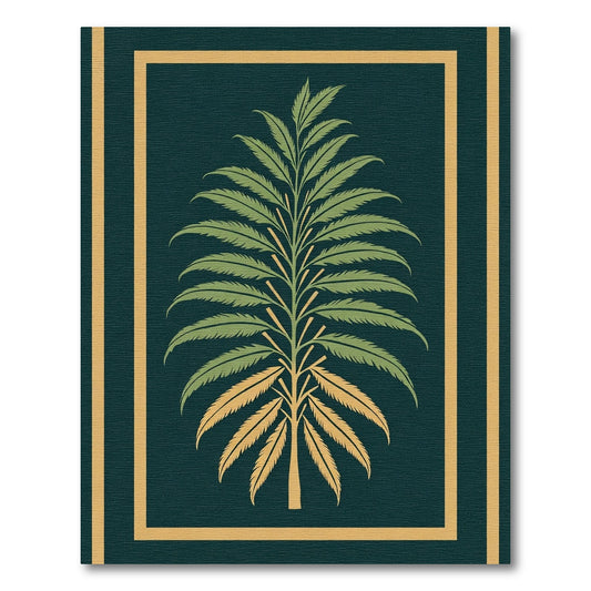 Emerald Green Fern Tree Border Rug