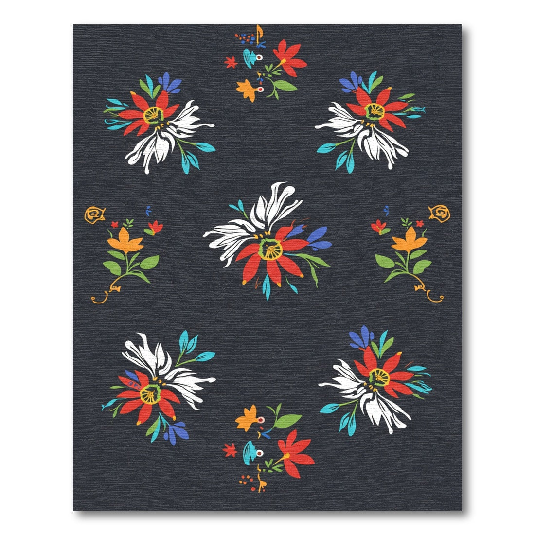 Vibrant Bright Floral Cluster Arrangement Rug