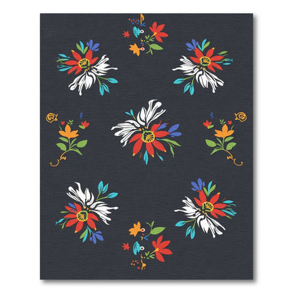 Vibrant Bright Floral Cluster Arrangement Rug