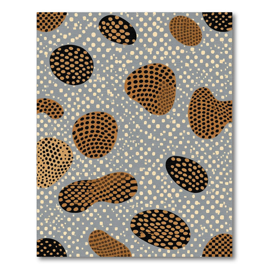 Abstract Ochre Dotty Shapes Rug