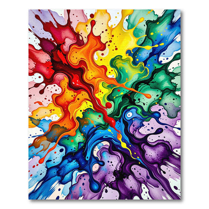 Vibrant Rainbow Abstract Fluid Liquid Art Rug
