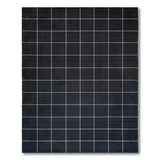 Modern Black and White Grid Rug