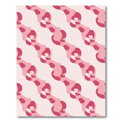 Modern Pink Abstract Curving Stripe Rug