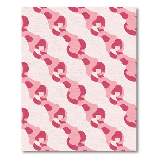 Modern Pink Abstract Curving Stripe Rug