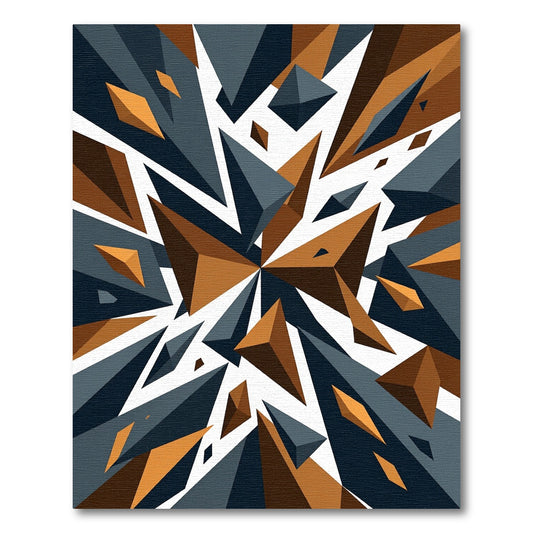 Geometric Navy and Ochre Abstract Shard Rug