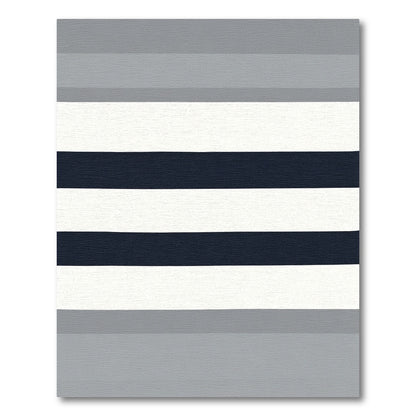 Contemporary Gray Navy Stripe Rug