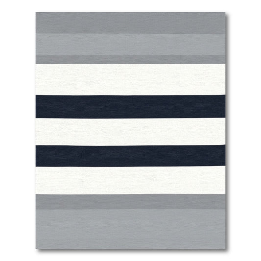 Contemporary Gray Navy Stripe Rug