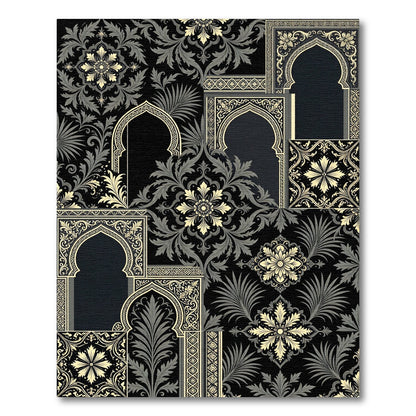 Black Ivory Archway Floral Arrangement Rug