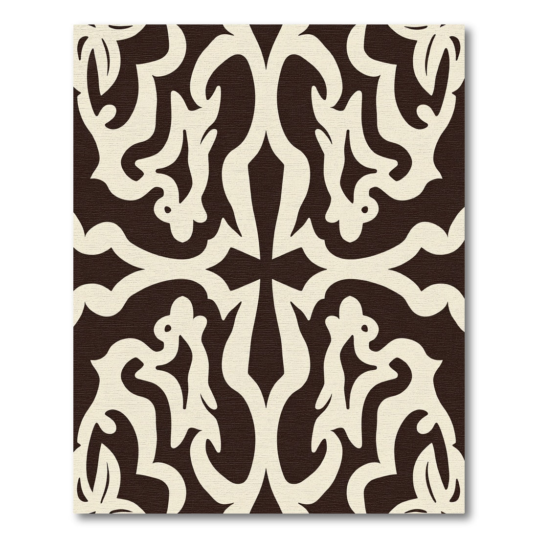 Rich Chocolate Ivory Scrolling Vine Rug