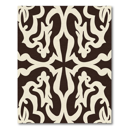Rich Chocolate Ivory Scrolling Vine Rug