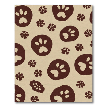 Brown Paw Print Floral Scatter Rug