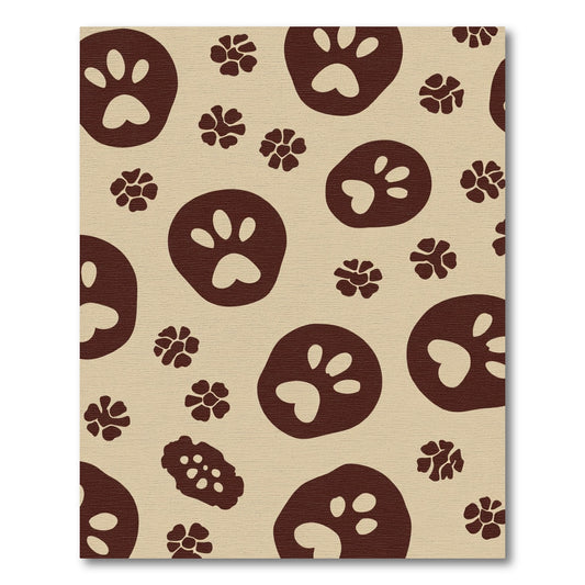 Brown Paw Print Floral Scatter Rug
