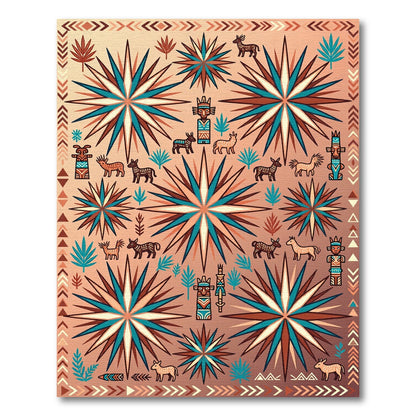 Copper Tribal Sun Animal Totem Rug
