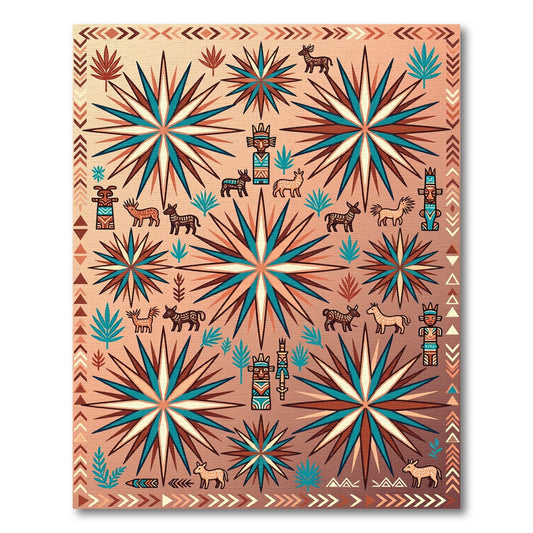 Copper Tribal Sun Animal Totem Rug