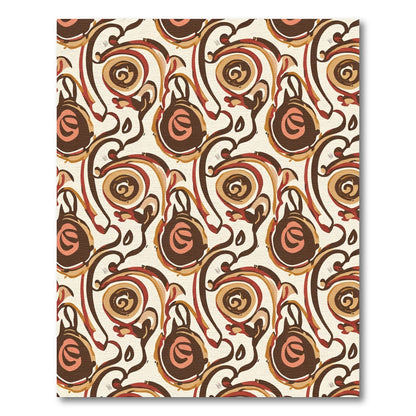 Brown Coral Swirl Abstract Medallion Rug