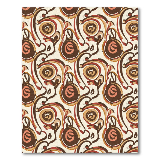 Brown Coral Swirl Abstract Medallion Rug