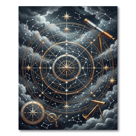 Celestial Gold Constellation Navigational Map Rug