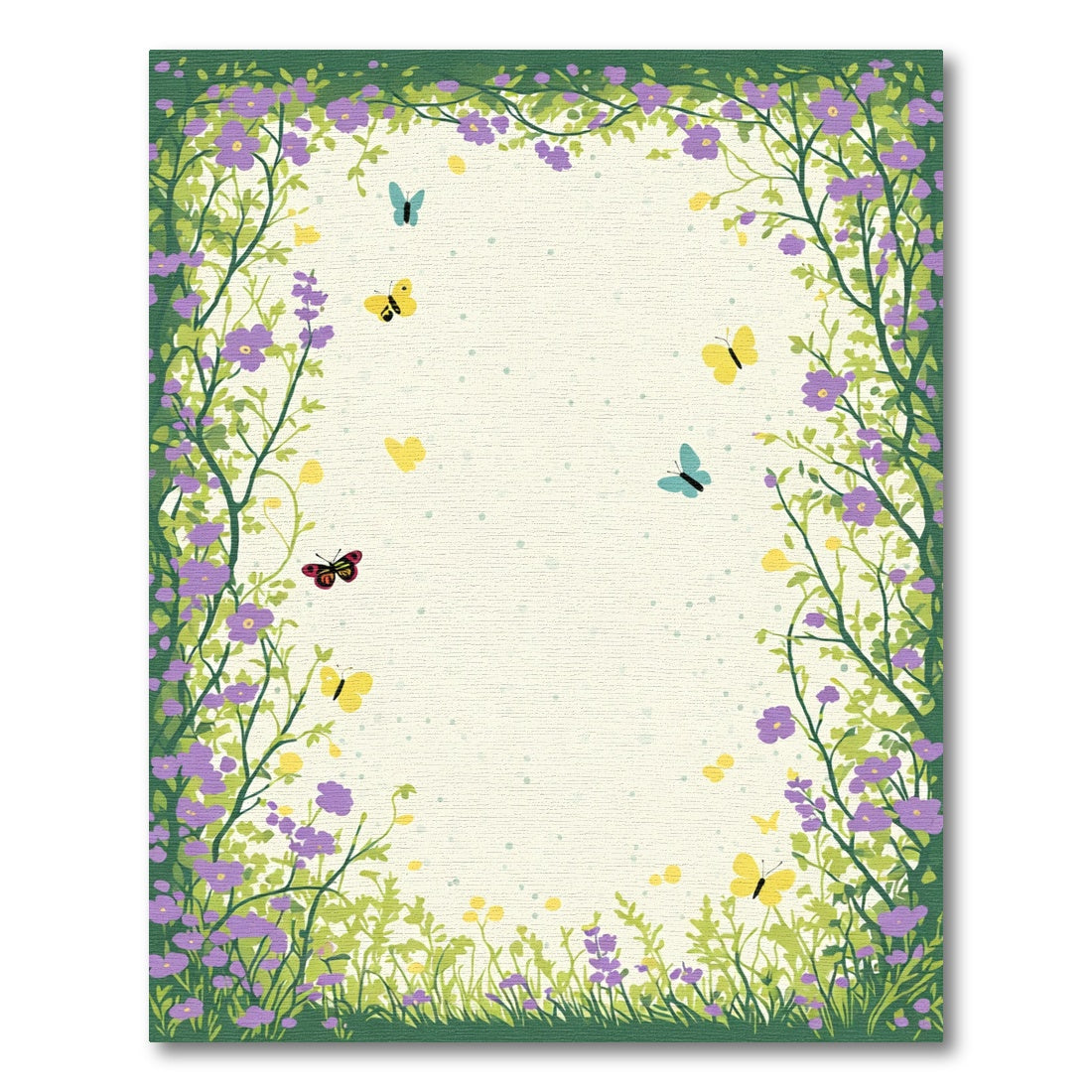 Whimsical Purple Floral Butterfly Garden Rug