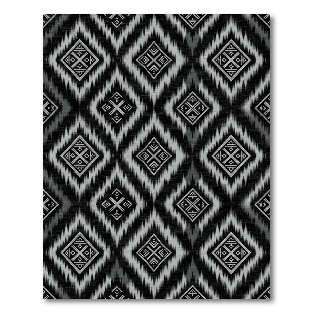 Monochrome diamond ikat pattern Rug