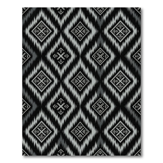 Monochrome diamond ikat pattern Rug