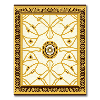 Golden Floral Medallion With Border Rug