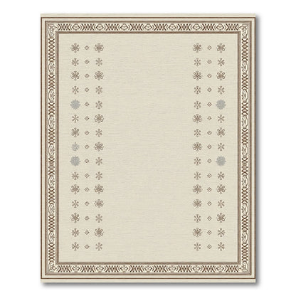 Brown Bordered Creme Floral Scatter Rug