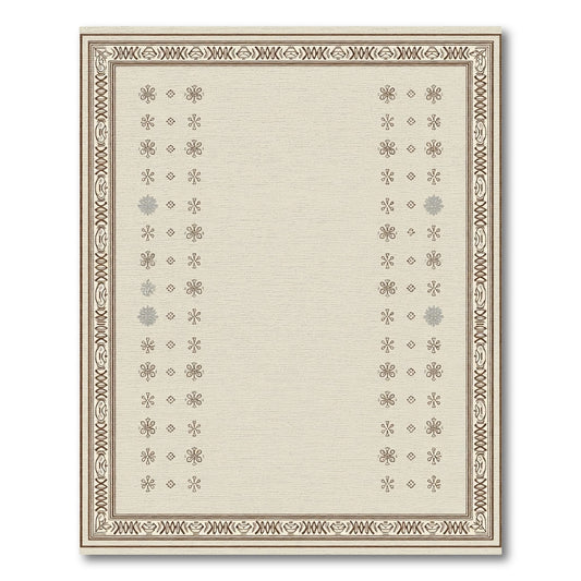 Brown Bordered Creme Floral Scatter Rug