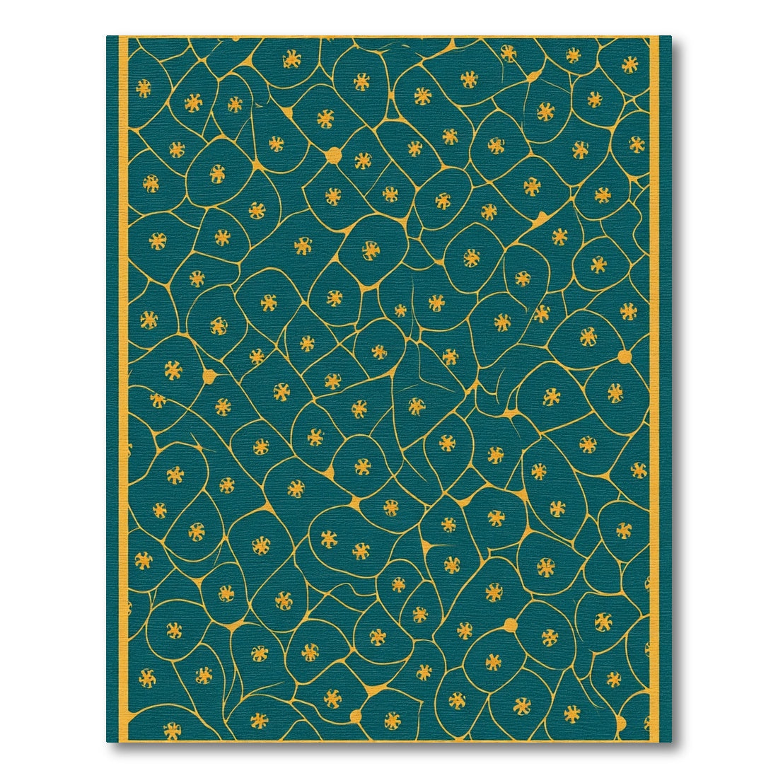 Teal Gold Cellular Organic Shapes Rug
