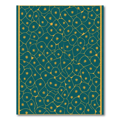 Teal Gold Cellular Organic Shapes Rug