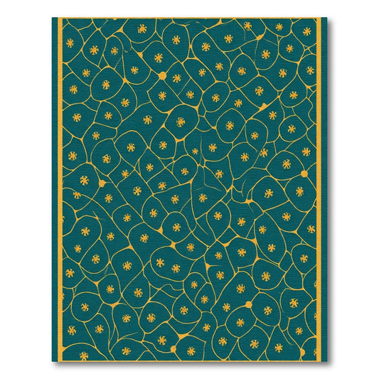 Teal Gold Cellular Organic Shapes Rug