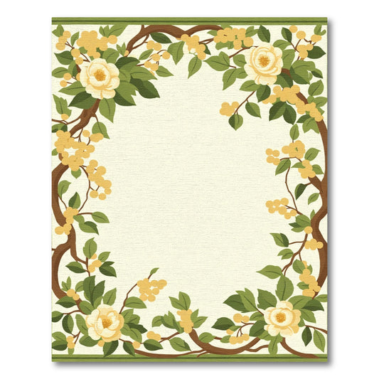 Botanical Tree With Yellow Blossoms Rug