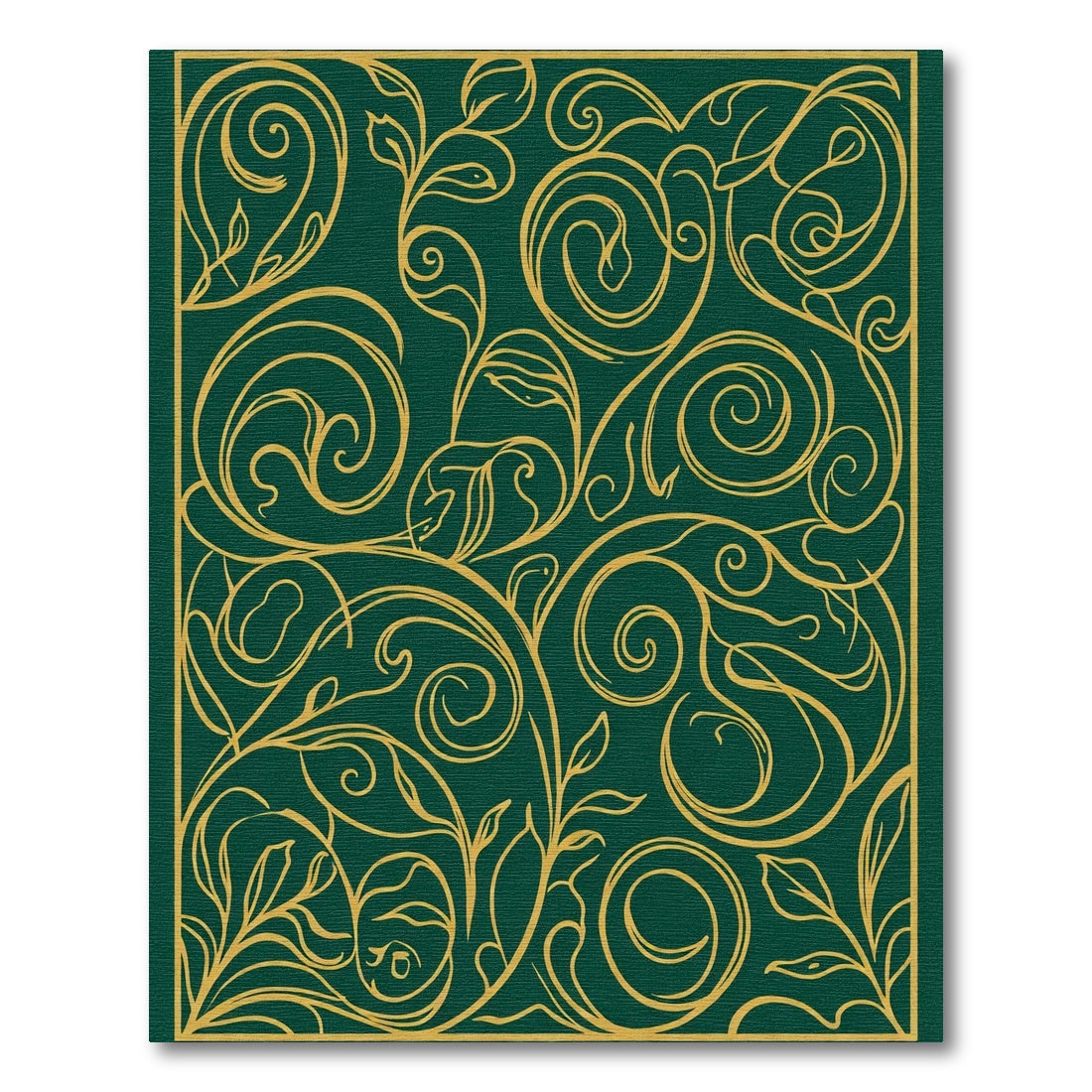 Emerald Gold Swirl Floral Vine Rug