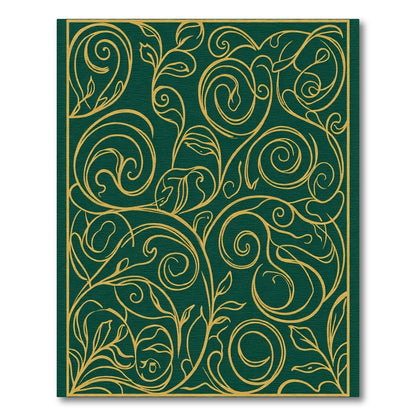 Emerald Gold Swirl Floral Vine Rug