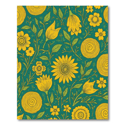 Golden Yellow Floral Garden Rug