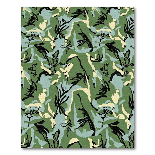 Woodland Camouflage Foliage Abstract Rug