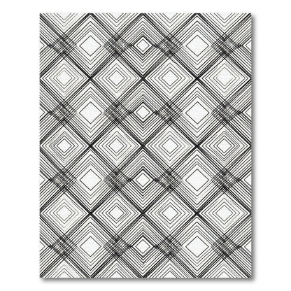 Bold Black Diamond Line Art Rug