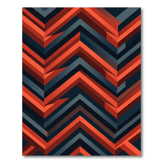 Modern Geometric Chevron Crimson Charcoal Rug