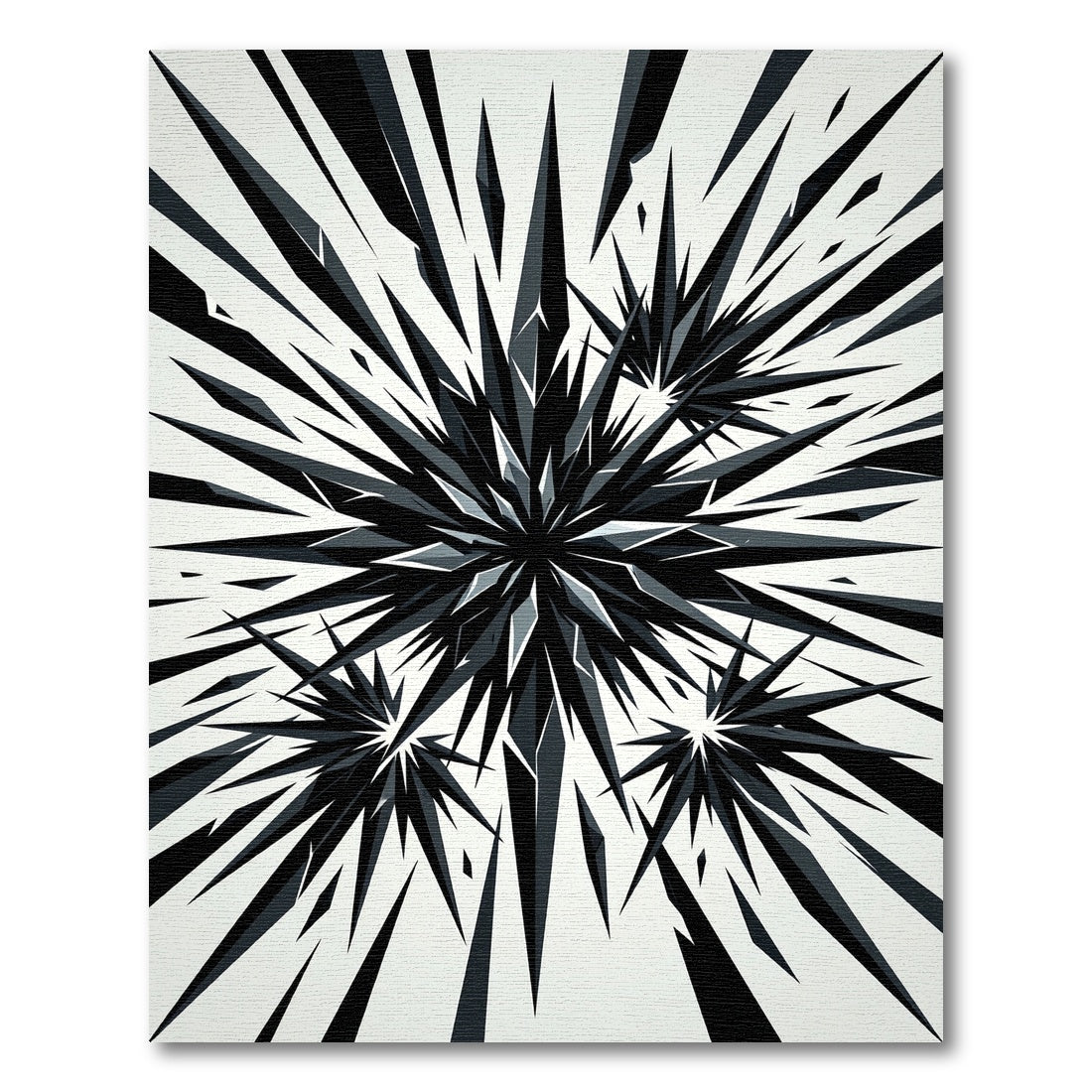 Monochromatic Sharp Angular Starburst Abstract Rug