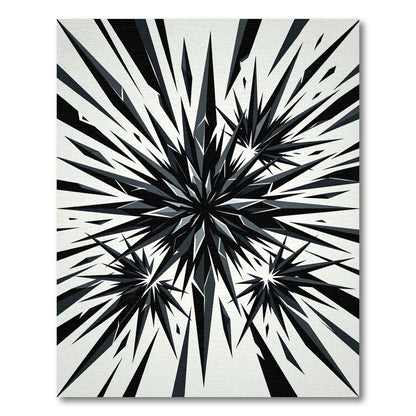Monochromatic Sharp Angular Starburst Abstract Rug
