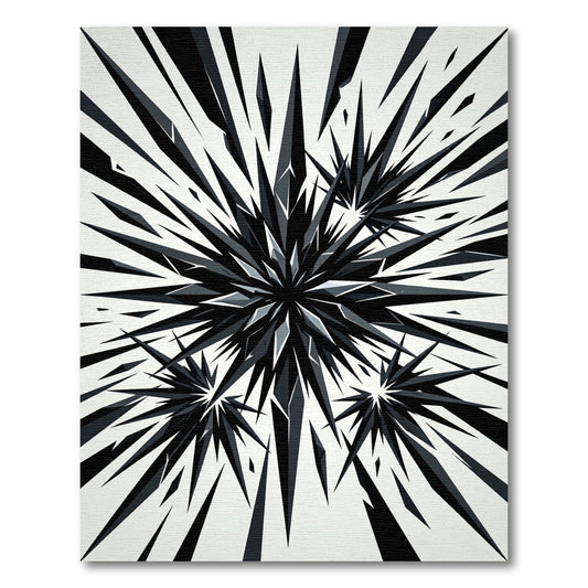 Monochromatic Sharp Angular Starburst Abstract Rug
