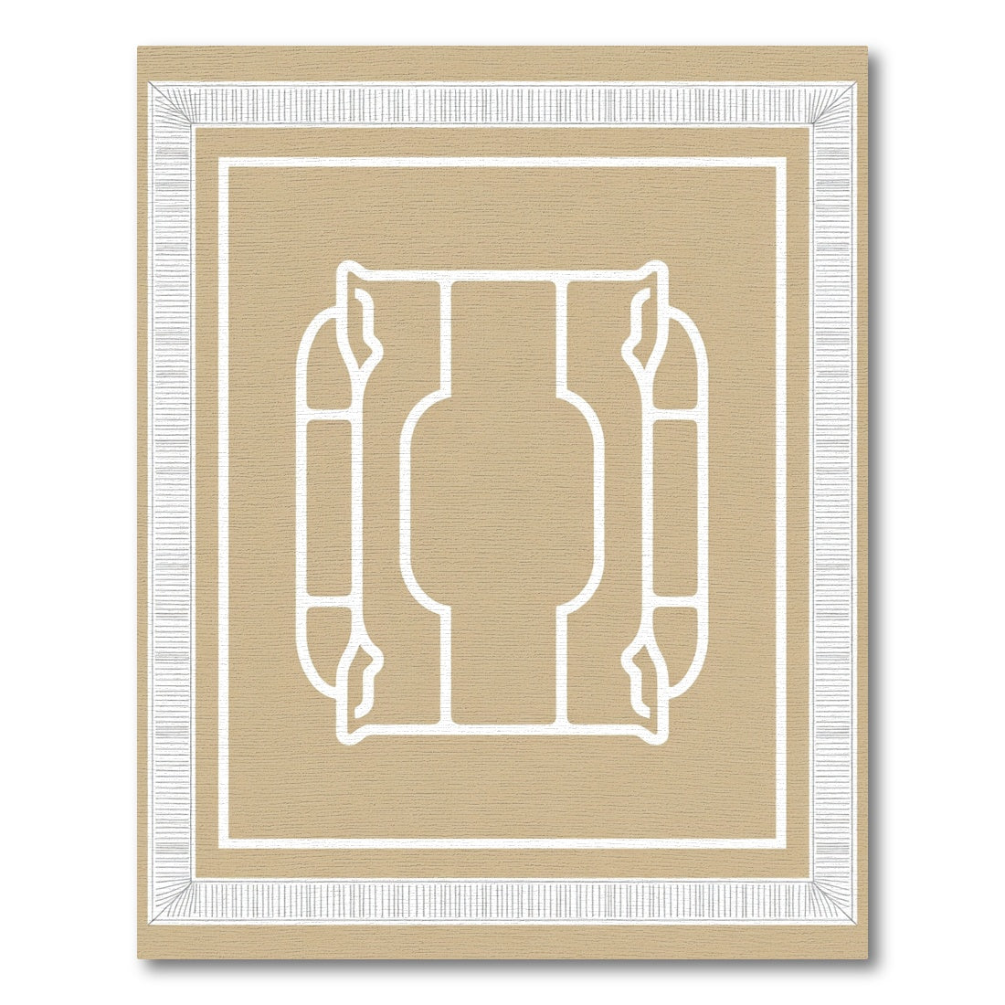 Abstract Tan Geometric Outline Rug