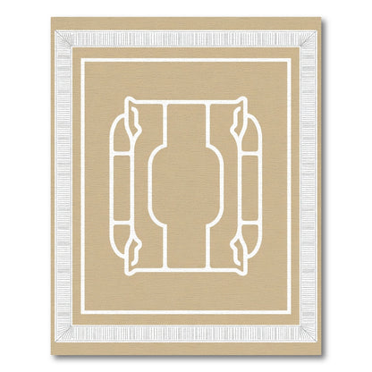 Abstract Tan Geometric Outline Rug