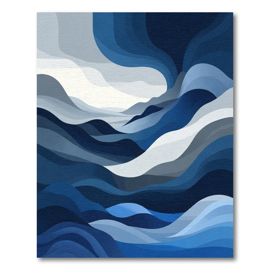Deep Blue Abstract Wave Terrain Rug