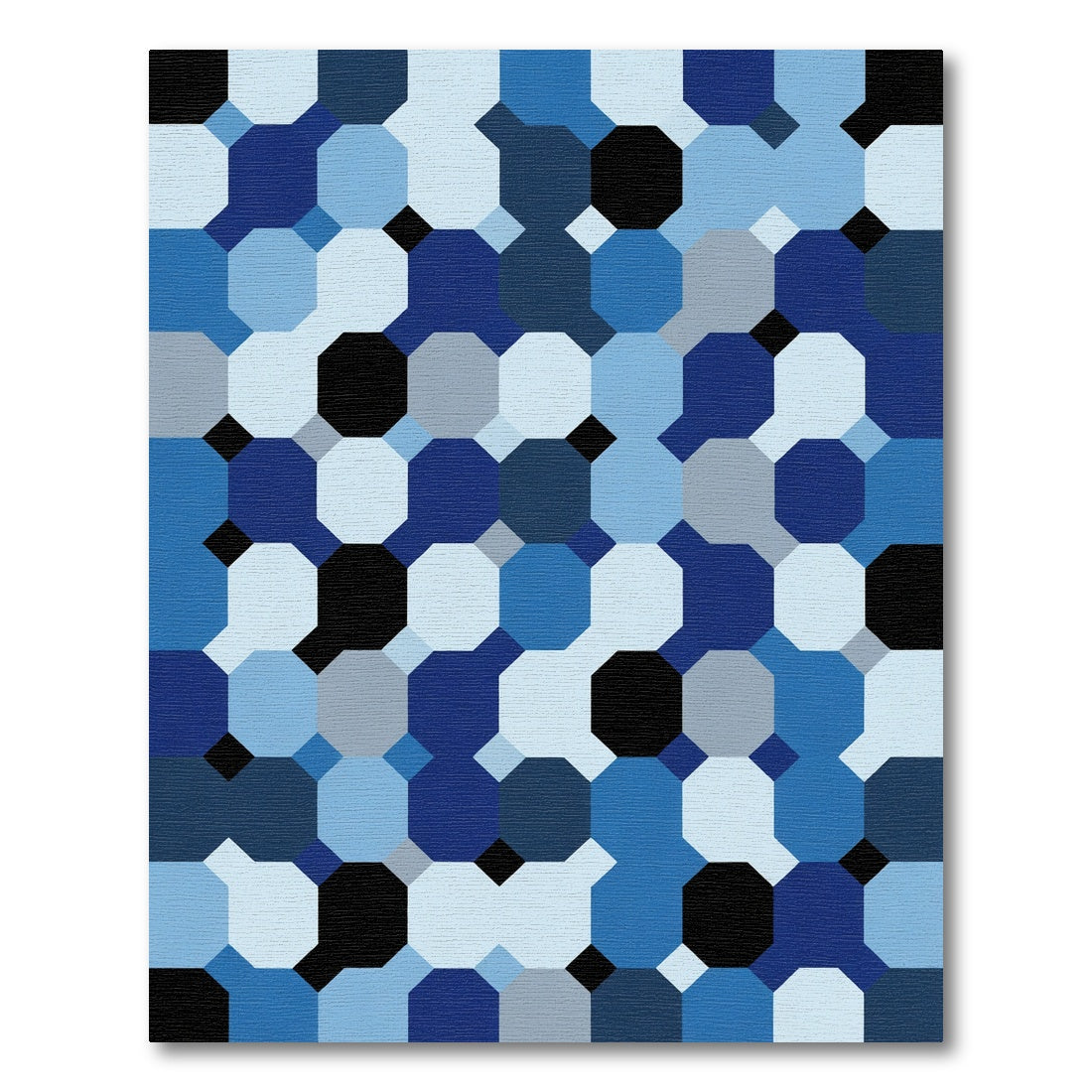 Abstract Blue Octagon Arrangement Rug