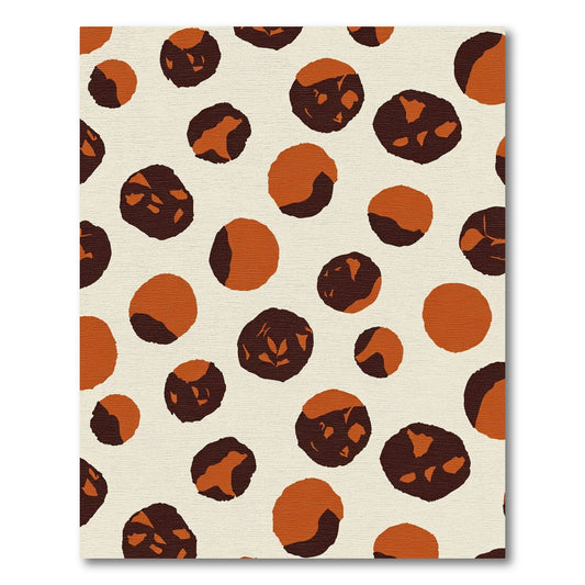 Rust Ochre Abstract Polka Dot Rug