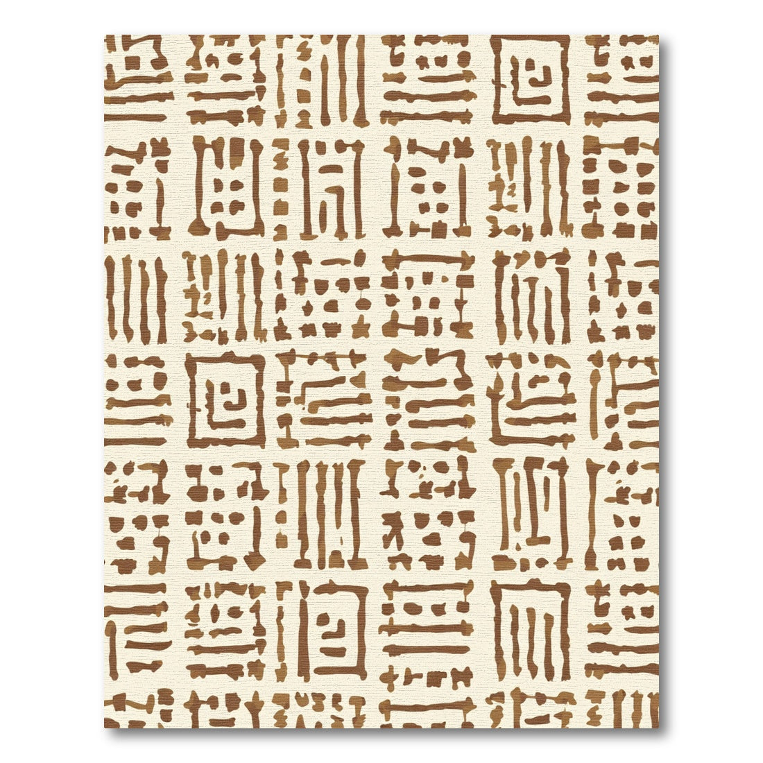 Brown Abstract Square Grid Pattern Rug