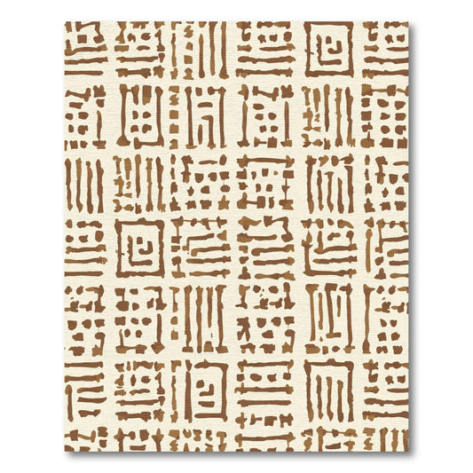 Brown Abstract Square Grid Pattern Rug